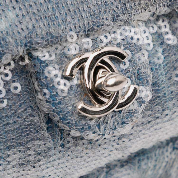Pre Owned Chanel Blue Sequin Waterfall Backpack