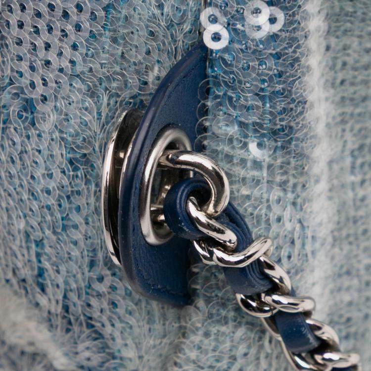 Pre Owned Chanel Blue Sequin Waterfall Backpack