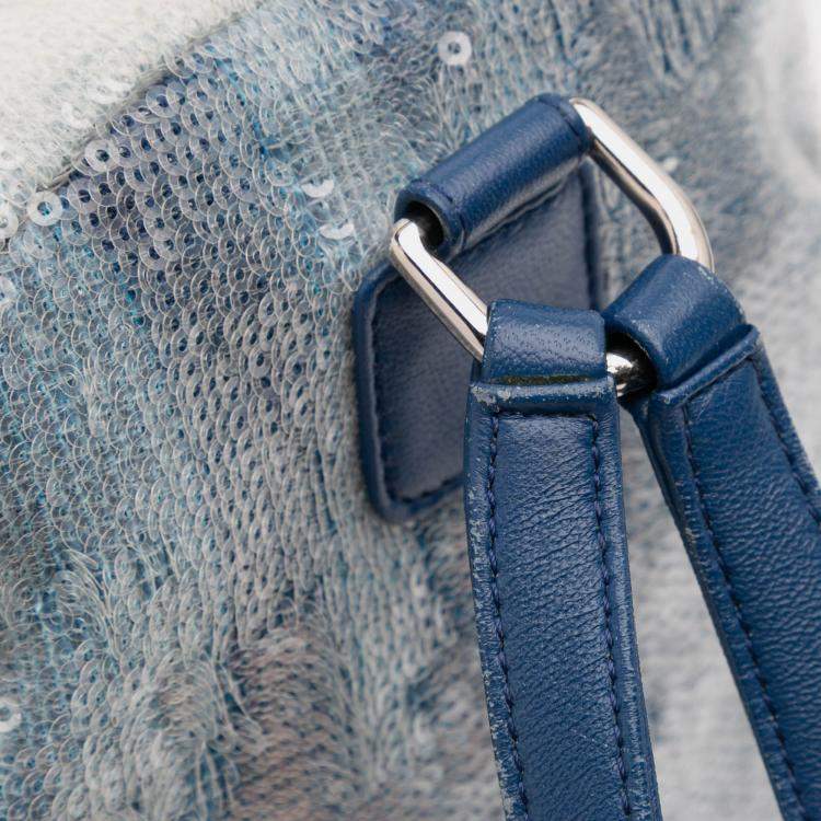 Pre Owned Chanel Blue Sequin Waterfall Backpack