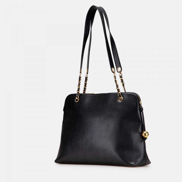 Pre Owned Chanel Black CC Caviar Chain Tote