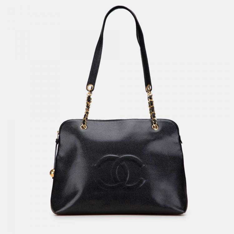 Pre Owned Chanel Black CC Caviar Chain Tote