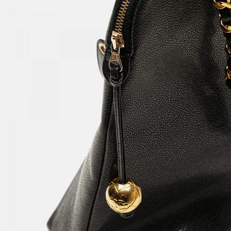 Pre Owned Chanel Black CC Caviar Chain Tote