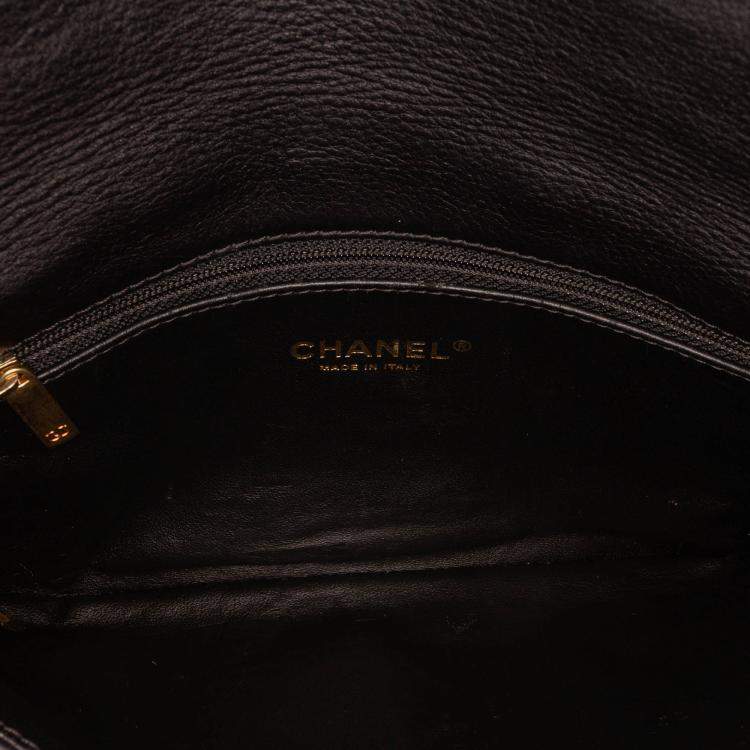 Pre Owned Chanel Black Quilted Lambskin Leather Clutch
