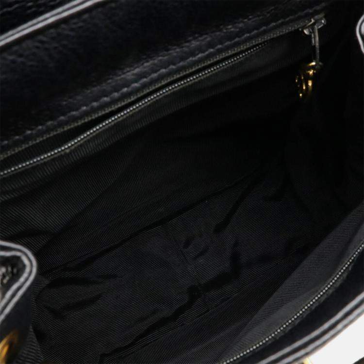 Pre Owned Chanel Triple Coco Mark Black Caviar Leather Backpack