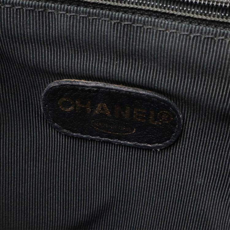 Pre Owned Chanel Triple Coco Mark Black Caviar Leather Backpack