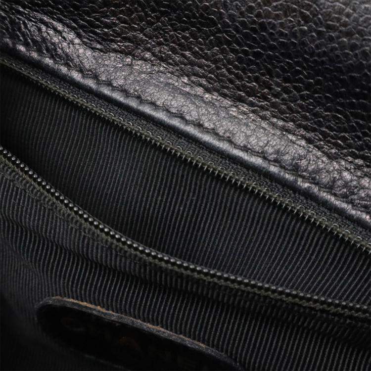 Pre Owned Chanel Triple Coco Mark Black Caviar Leather Backpack