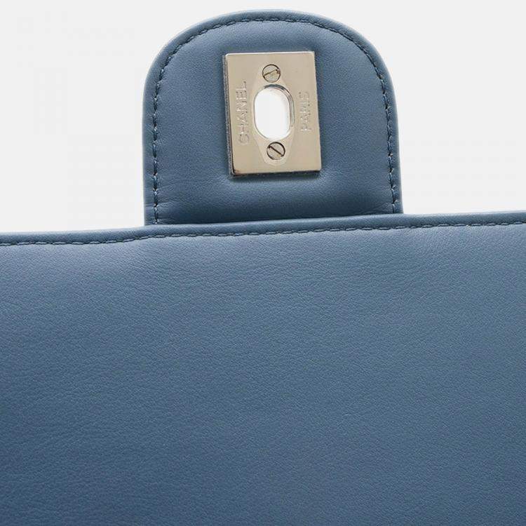 Pre Owned Chanel Chevron Blue Lambskin Backpack