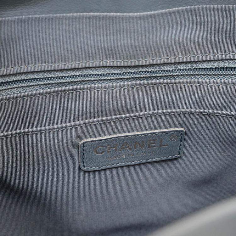 Pre Owned Chanel Chevron Blue Lambskin Backpack