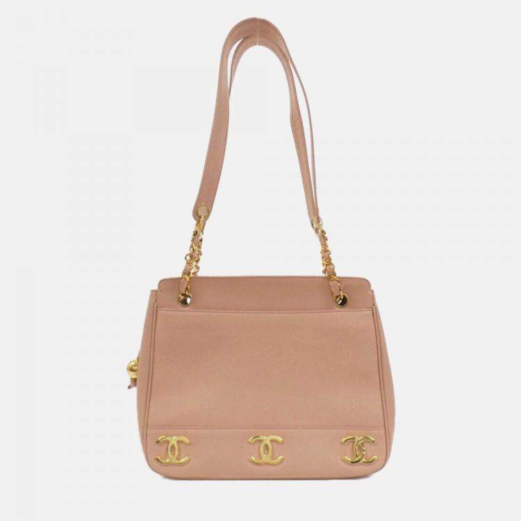 Pre Owned Chanel Pink Leather Shoulder Bag