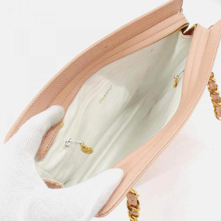 Pre Owned Chanel Pink Leather Shoulder Bag