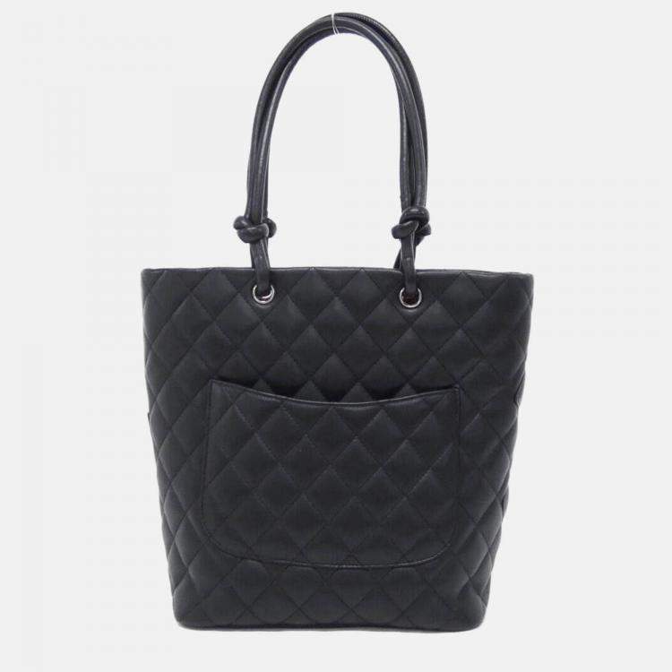 Pre Owned Chanel Cambon Line Black Calf Leather Handbag