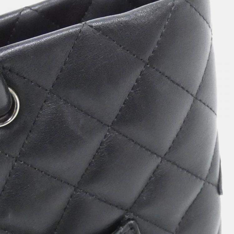 Pre Owned Chanel Cambon Line Black Calf Leather Handbag
