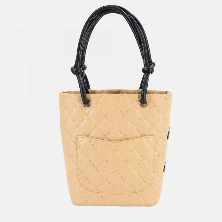 Pre Owned Chanel Beige/Black Cambon Ligne Small Tote 