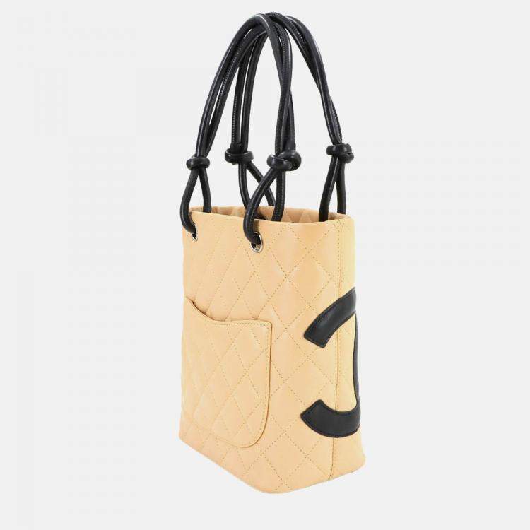 Pre Owned Chanel Beige/Black Cambon Ligne Small Tote 