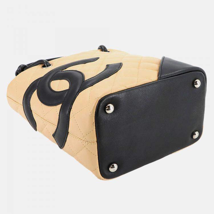 Pre Owned Chanel Beige/Black Cambon Ligne Small Tote 