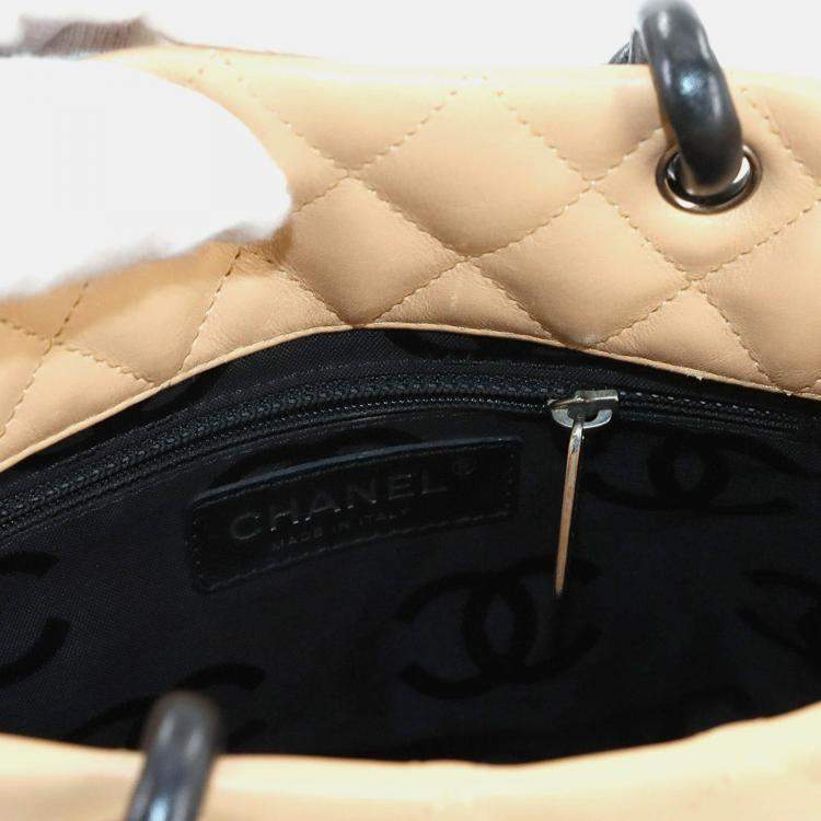 Pre Owned Chanel Beige/Black Cambon Ligne Small Tote 