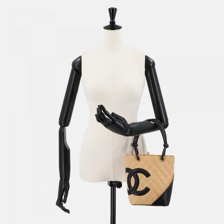 Pre Owned Chanel Beige/Black Cambon Ligne Small Tote 