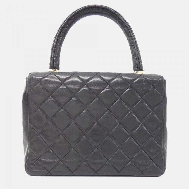Pre Owned Chanel Black Lambskin Leather Handbag