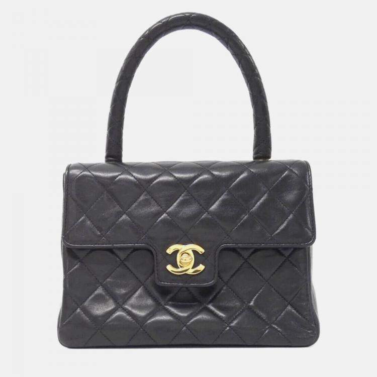 Pre Owned Chanel Black Lambskin Leather Handbag