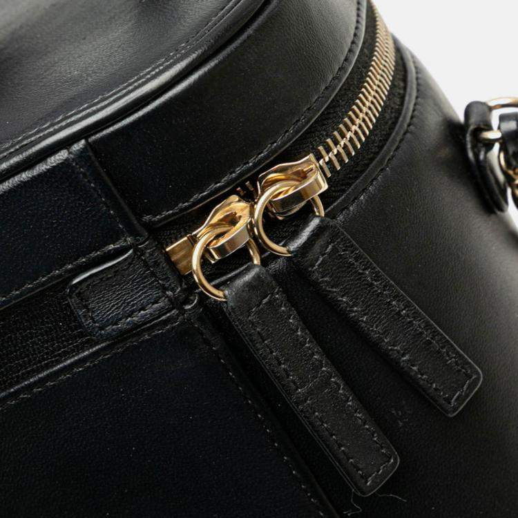Pre Owned Chanel Coco Mark Vanity Bag Handbag Shoulder Black Lambskin