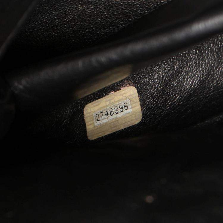 Pre Owned Chanel Deka Coco Mark Tote Bag Lambskin Leather Black