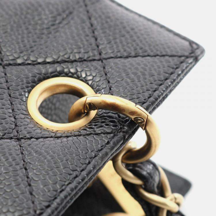مملوكة مسبقًا Chanel Matelasse Handbag Calfskin Leather Black