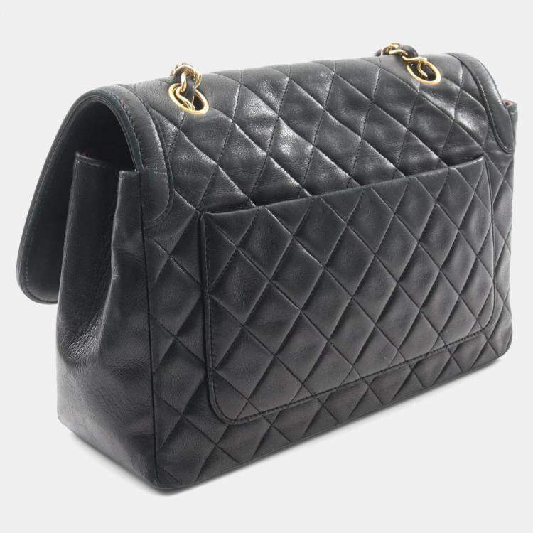 Pre Owned Chanel Matelasse Shoulder Bag Lambskin (Sheepskin) Black