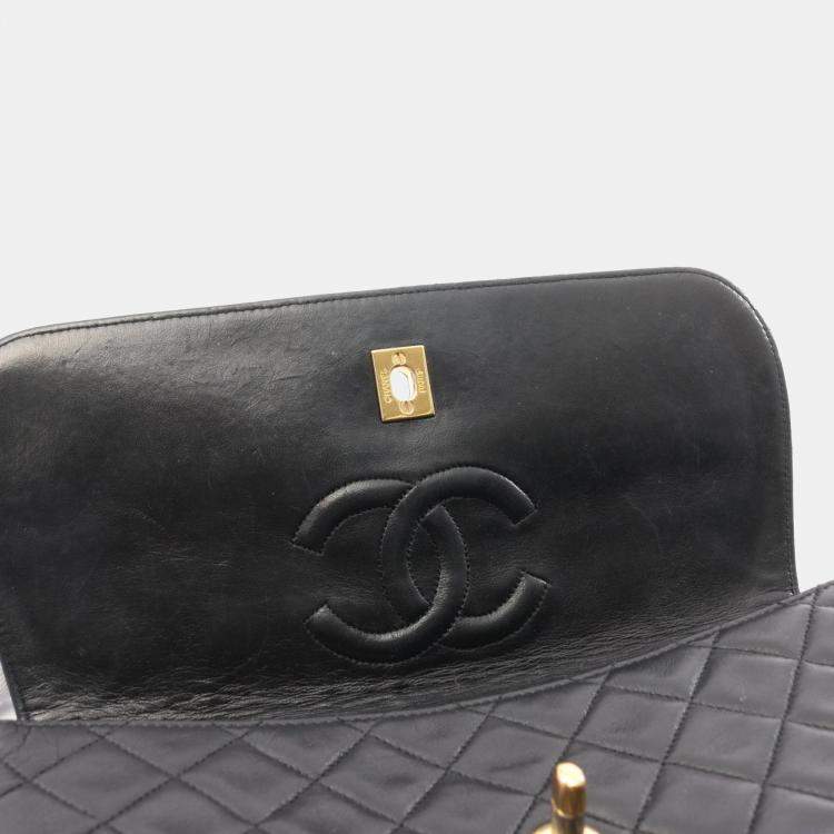 Pre Owned Chanel Matelasse Shoulder Bag Lambskin (Sheepskin) Black