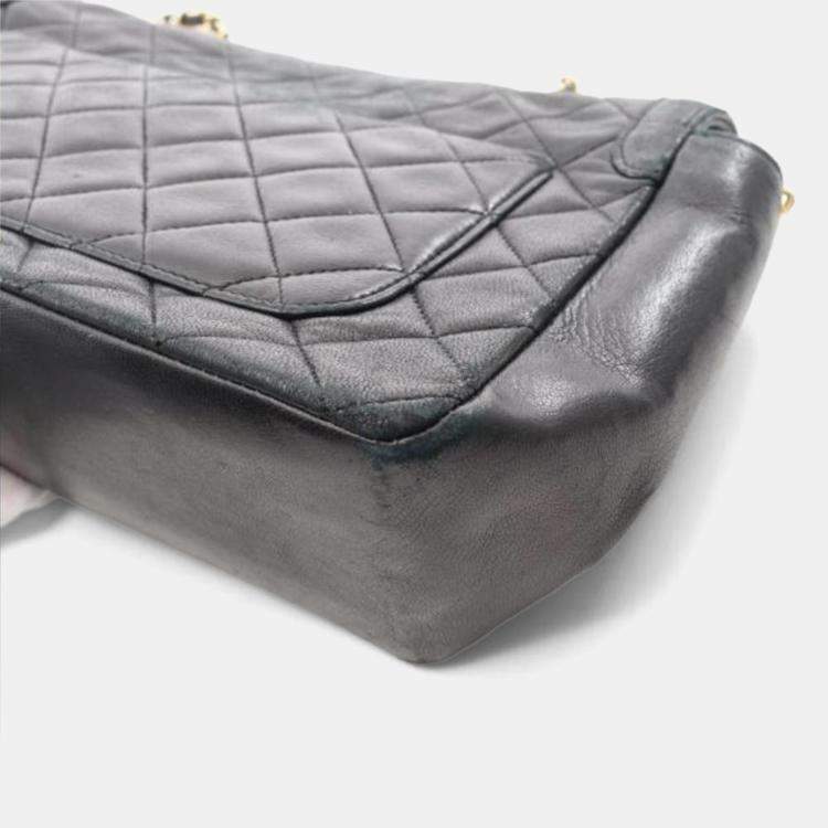 Pre Owned Chanel Matelasse Shoulder Bag Lambskin (Sheepskin) Black