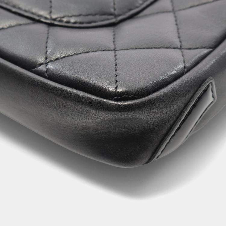 Pre Owned Chanel Cambon Line Handbag Leather Patent Leather Black