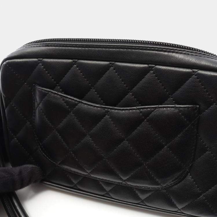 Pre Owned Chanel Cambon Line Handbag Leather Patent Leather Black