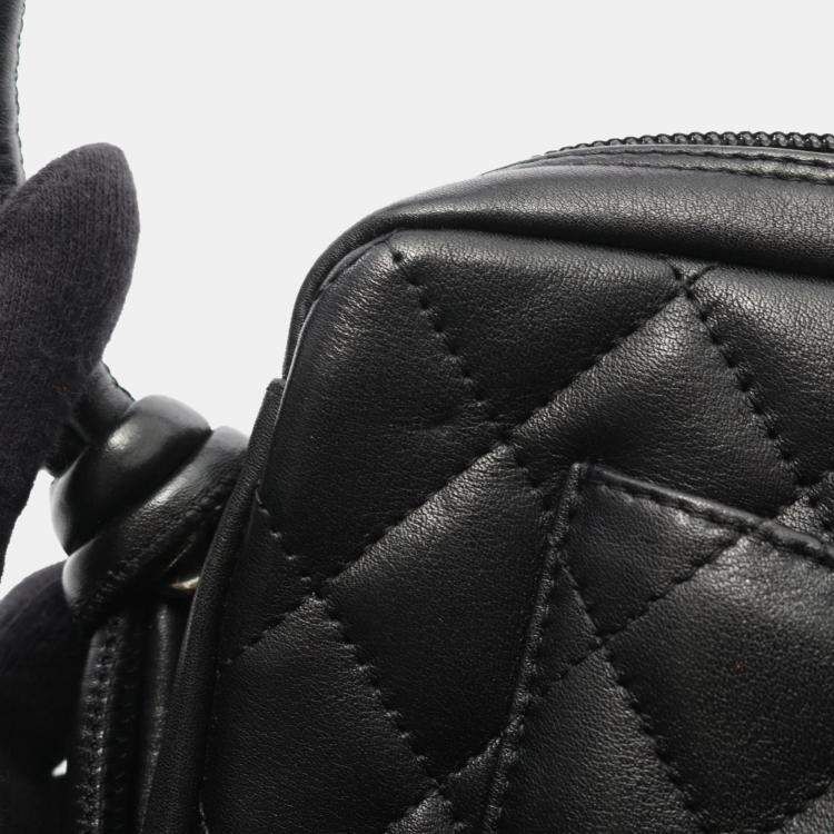 Pre Owned Chanel Cambon Line Handbag Leather Patent Leather Black