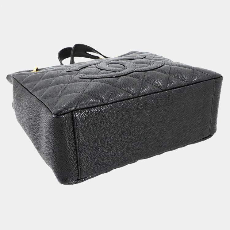 Pre Owned Chanel Matelasse Pst Chain Tote Bag In Black Caviar Leather With Gold Hardware