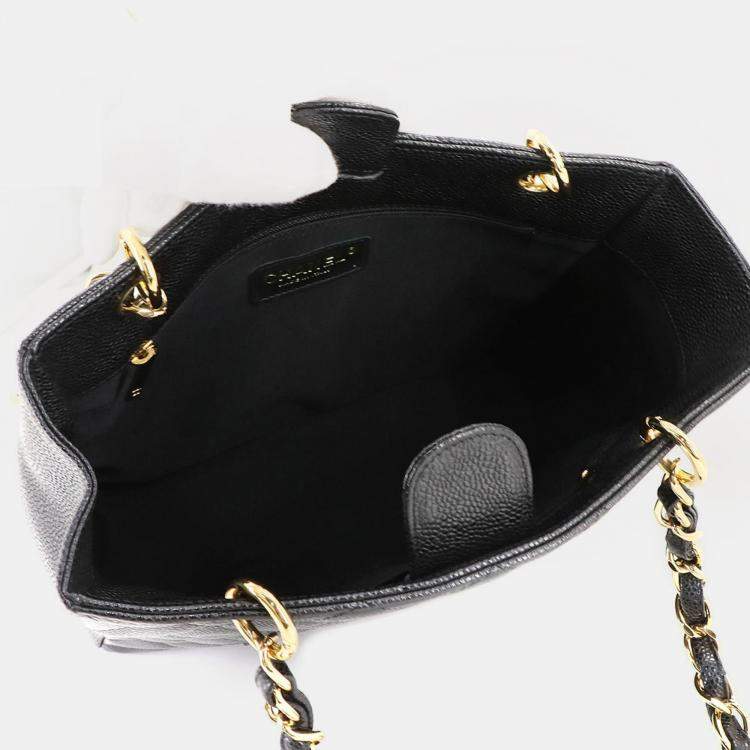 Pre Owned Chanel Matelasse Pst Chain Tote Bag In Black Caviar Leather With Gold Hardware