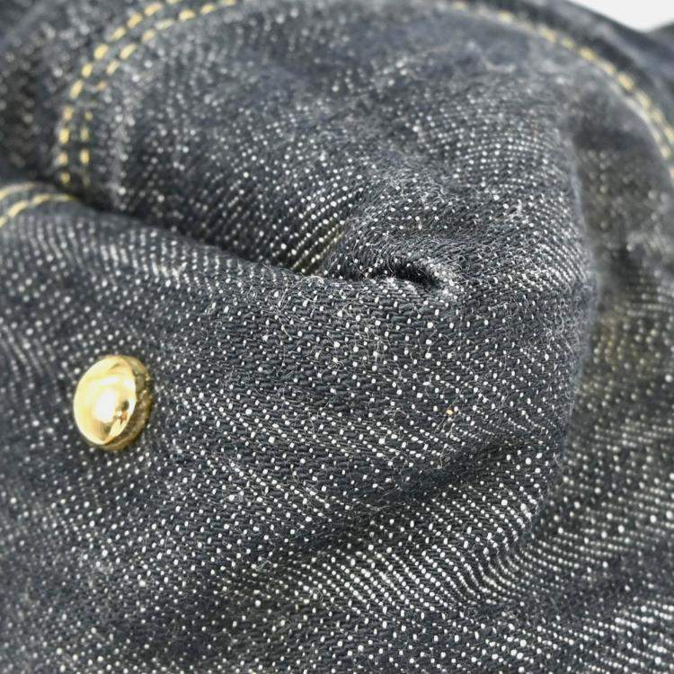 Pre Owned Chanel Navy Sparkling Denim Tote Handbag