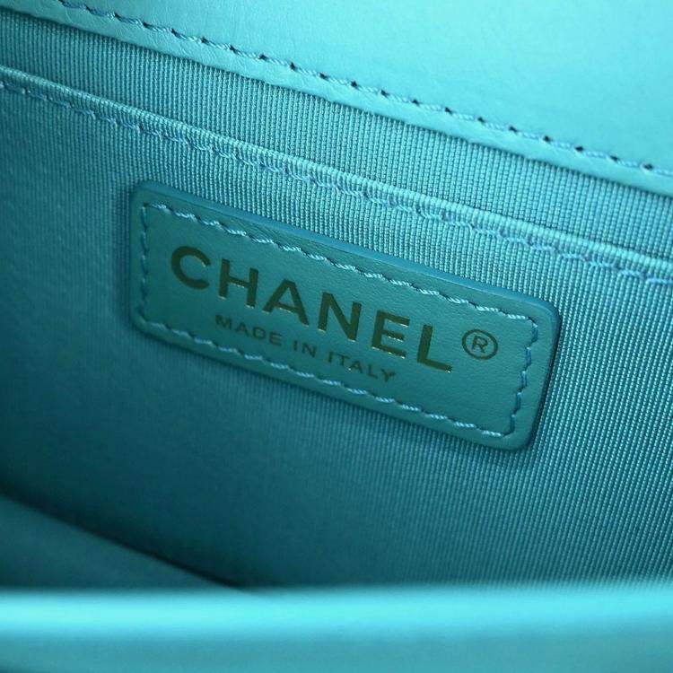 Pre Owned Chanel Light Blue Lambskin Turnlock Full Flap Shoulder Bag