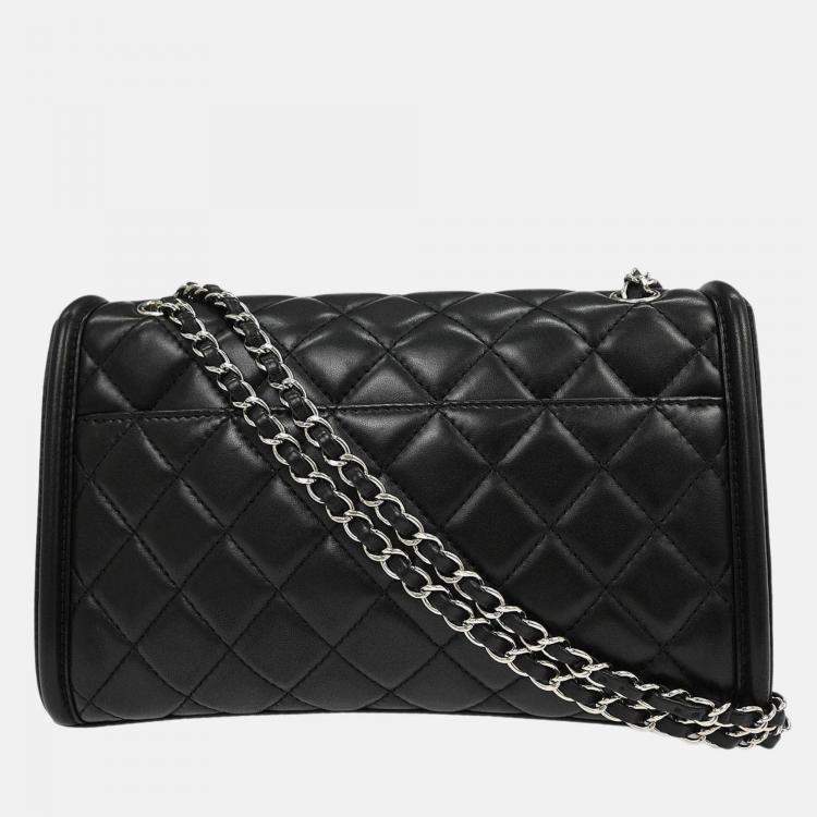 Pre Owned Chanel Black Lambskin Chain Shoulder Bag