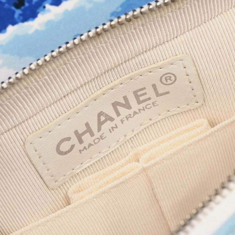 Pre Owned Chanel Blue Canvas Surf Line Choco Bar Shoulder Bag