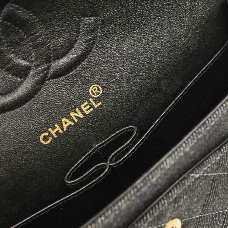 Pre Owned Chanel Black Denim Medium Classic Double Flap Shoulder Bag