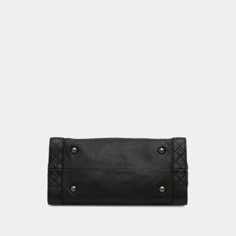 Pre Owned Chanel Black Medium Calfskin Boy Reverso Shopping Tote