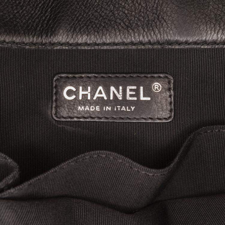 Pre Owned Chanel Black Medium Calfskin Boy Reverso Shopping Tote
