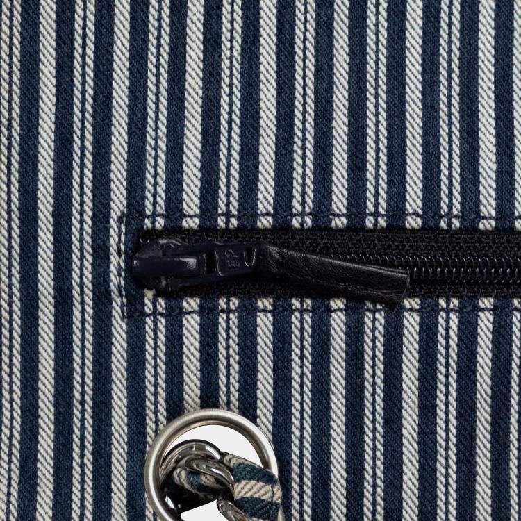 Pre Owned Chanel Blue Medium Cotton Striped Double Flap