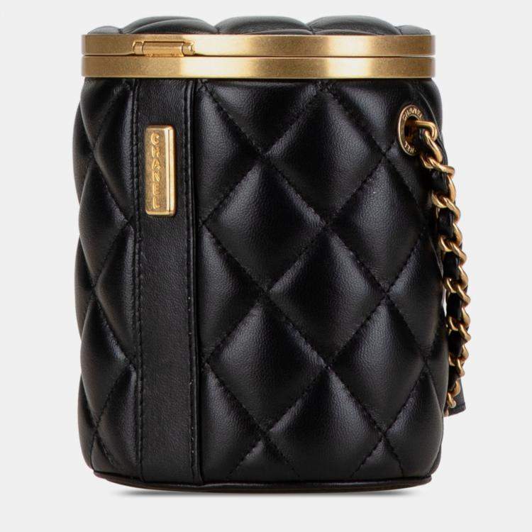 Pre Owned Chanel Black Mini Lambskin Crown Box Bag