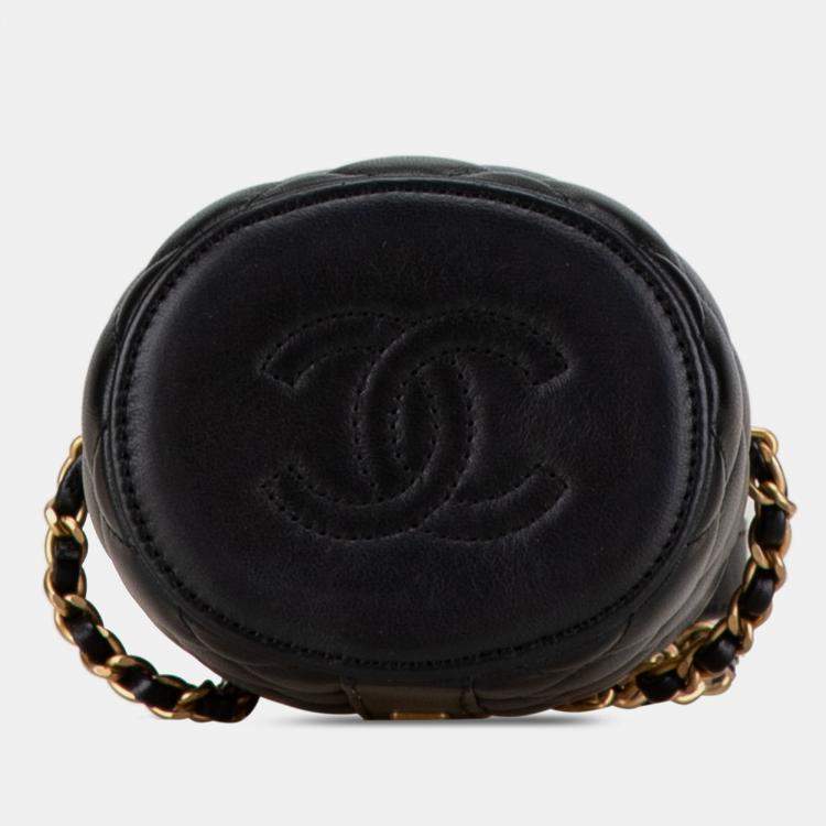 Pre Owned Chanel Black Mini Lambskin Crown Box Bag