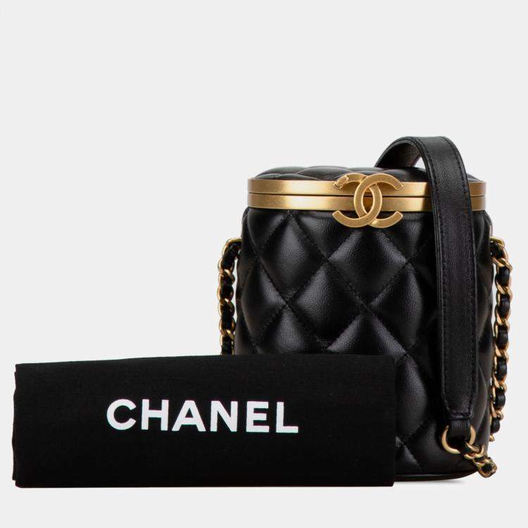 Pre Owned Chanel Black Mini Lambskin Crown Box Bag