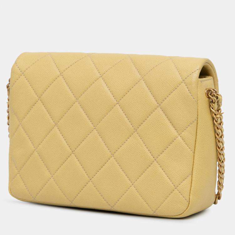Pre Owned Chanel Small Quilted Caviar Chain Melody Flap