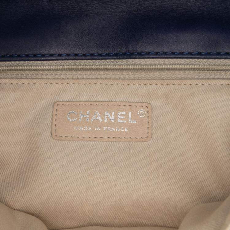 Pre Owned Chanel Blue Mini Double Stitch Hamptons Flap