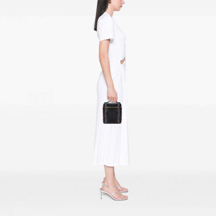 Pre Owned Chanel Black CC Caviar Vanity Bag