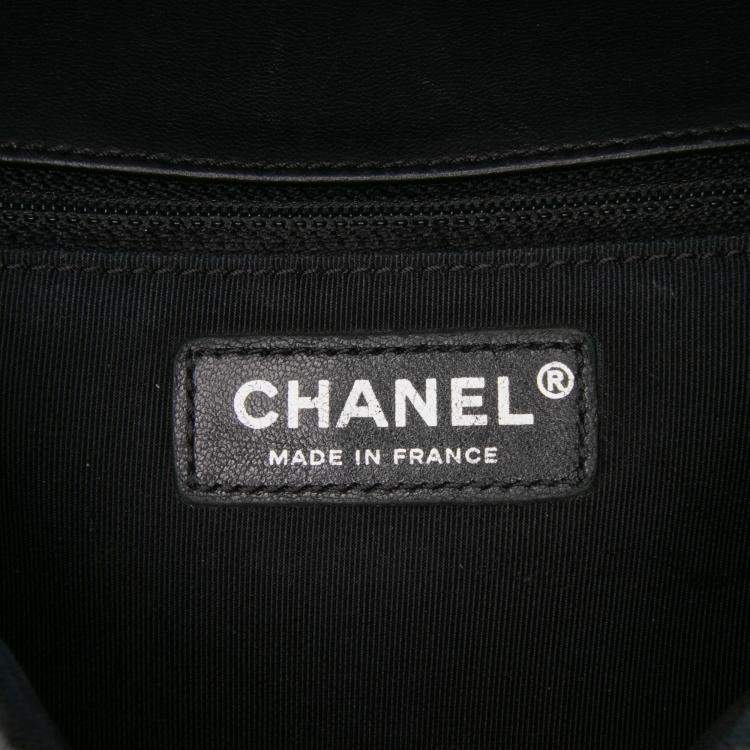 Pre Owned Chanel Black Blue Medium Bicolor Quilted Calfskin Flap