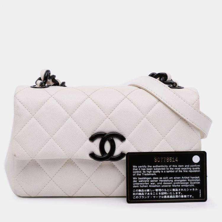 Pre Owned Chanel White Small Quilted Caviar My Everything Flap